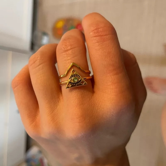 NEW Evil Eye 18k Gold Plated SS Moonstone Ring Sizes 6-8 - Picture 5 of 15